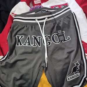Kangol Gray and White Mesh Logo Athletic Shorts